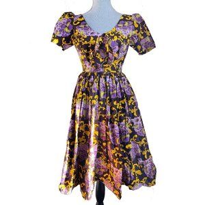 80's Puff Sleeve Prom Dress Vintage Purple Size XS